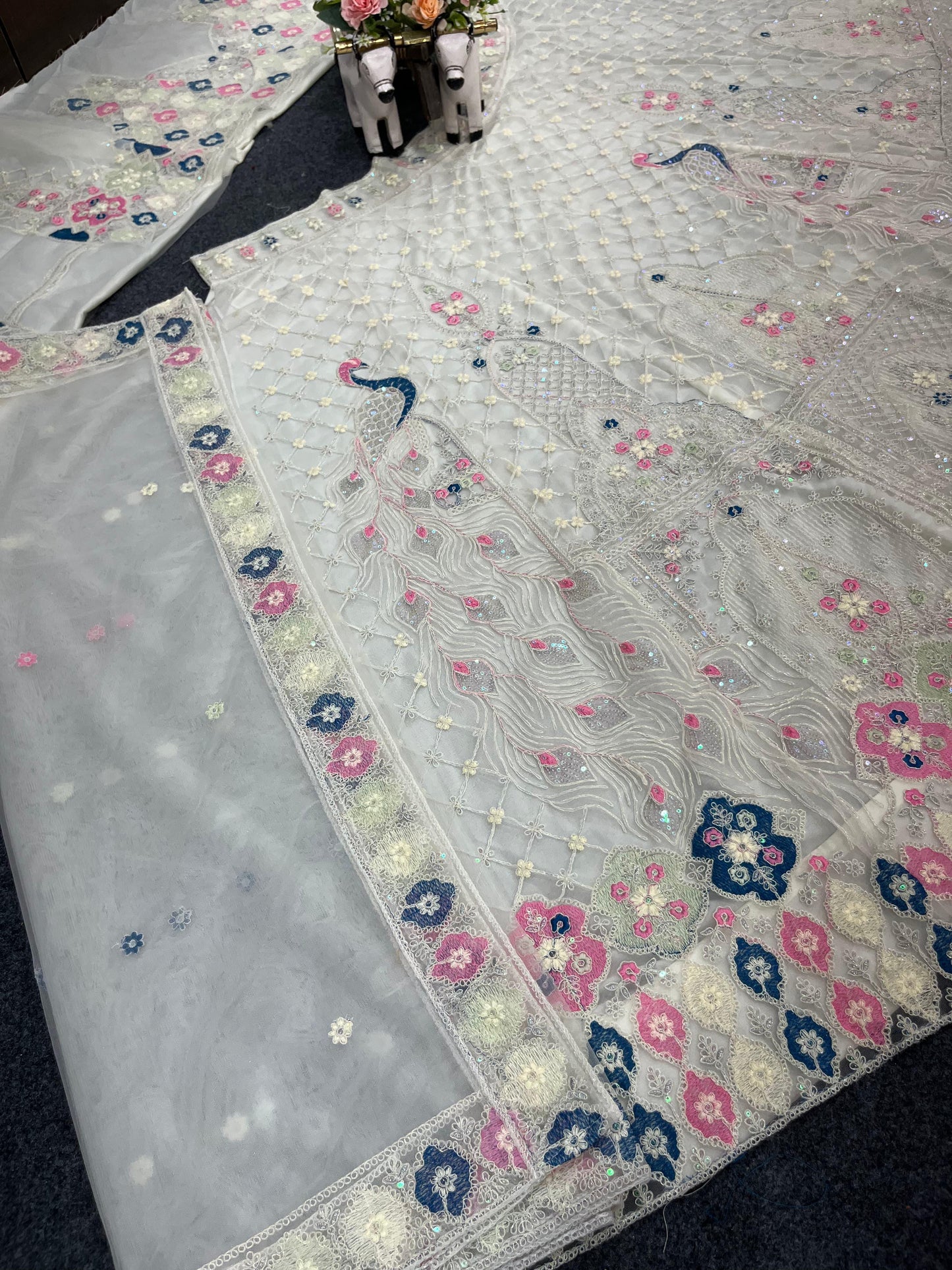 White Color Soft Net Sequence Work Lehenga Choli