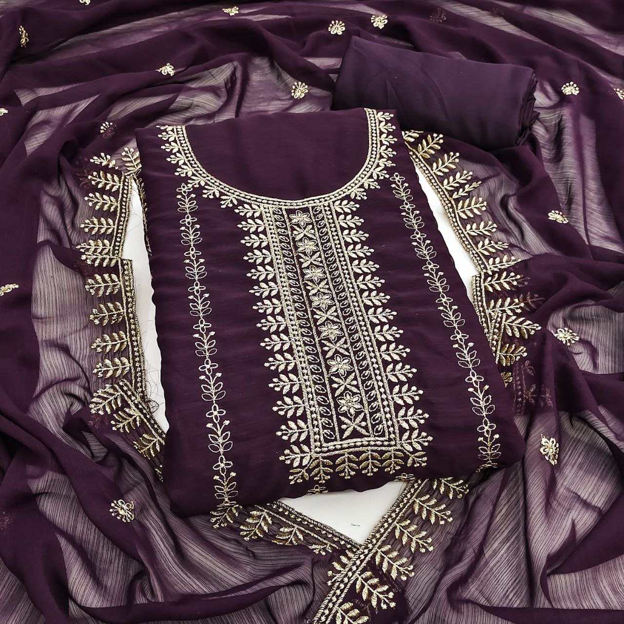 Party Wear Embroidary Work Soft Silk Febric Dress Material – Lehenga Closet
