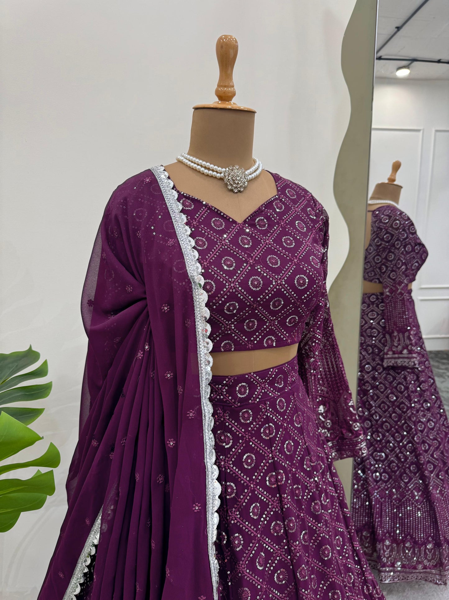 Wine Color Designer Lehenga Choli