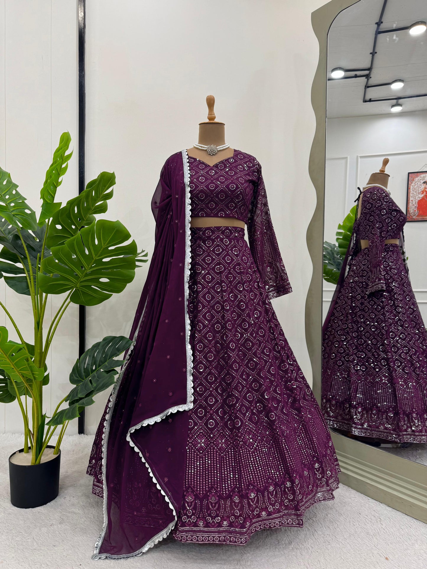 Wine Color Designer Lehenga Choli