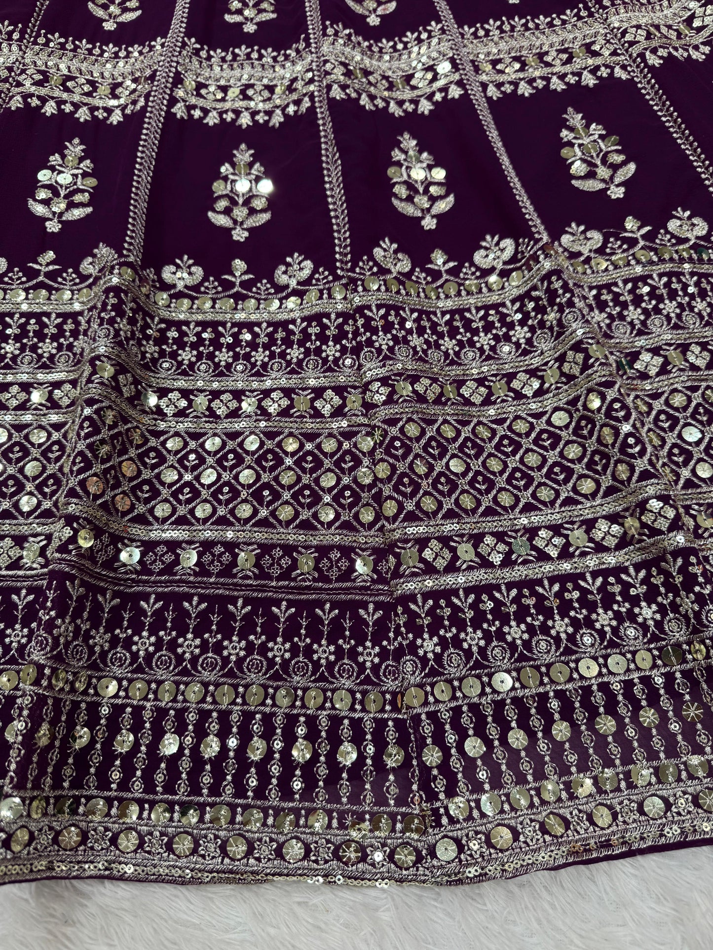 Wine Color Georgette Heavy Work Lehenga Choli For Any Function