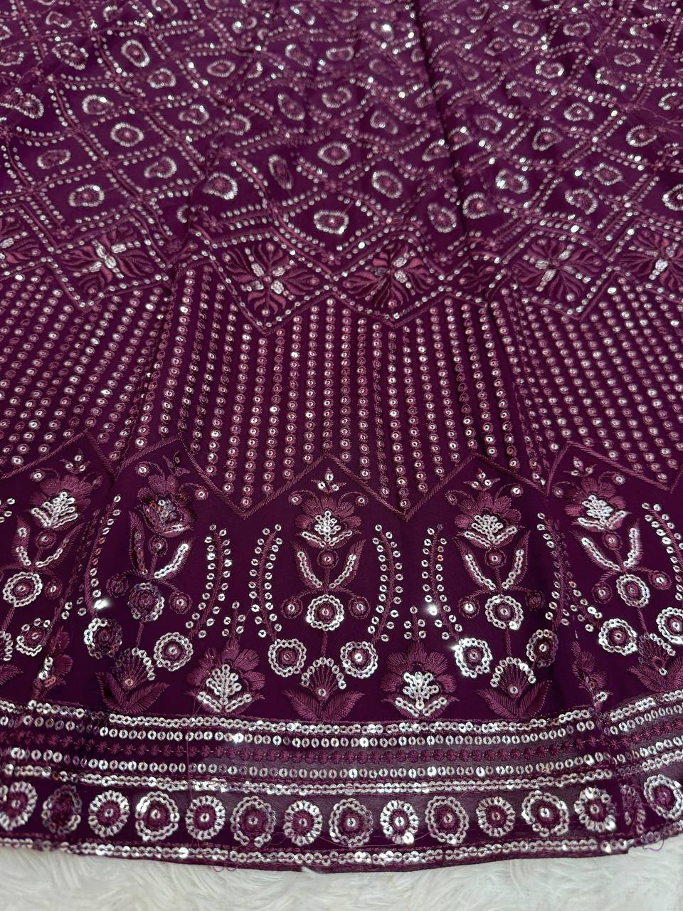 Wine Color Georgette Wedding Wear Lehenga Choli