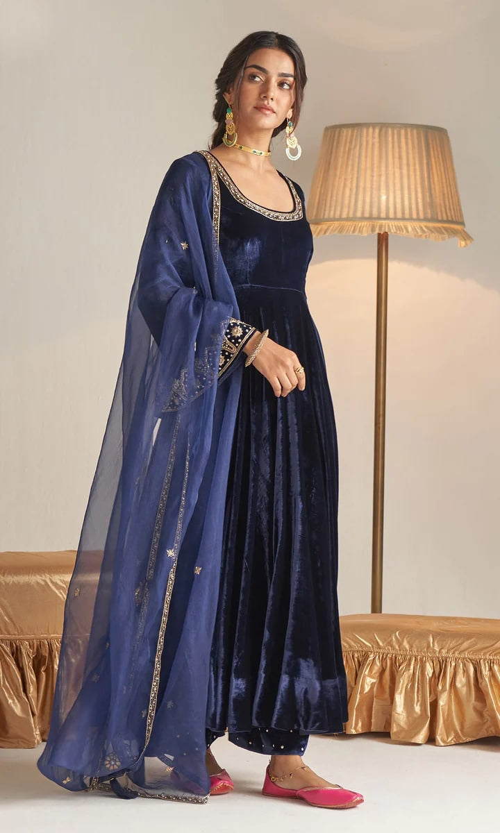 Designer Velvet Function Wear Fancy Full Stitched Suit For Women