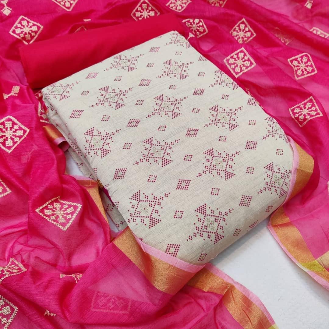 Unique Cotton Embroidered Work Printed Cotton Casual Wear Salwar Suit