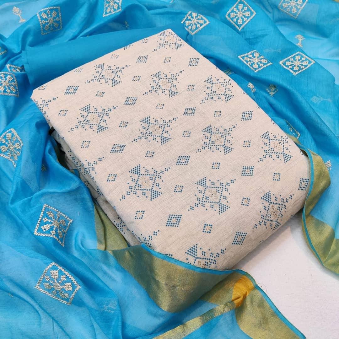 Unique Cotton Embroidered Work Printed Cotton Casual Wear Salwar Suit