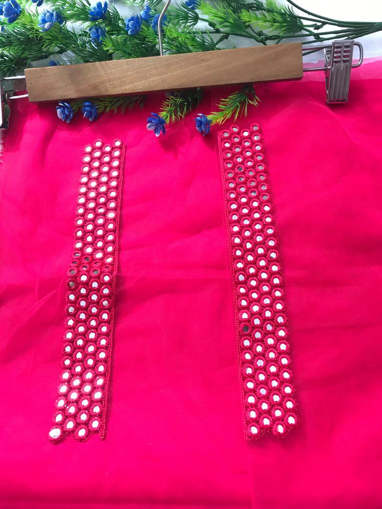 Sensational Rani Pink Color Function Wear Soft Net Paper Mirror Embroidered Work Designer Lehenga Choli