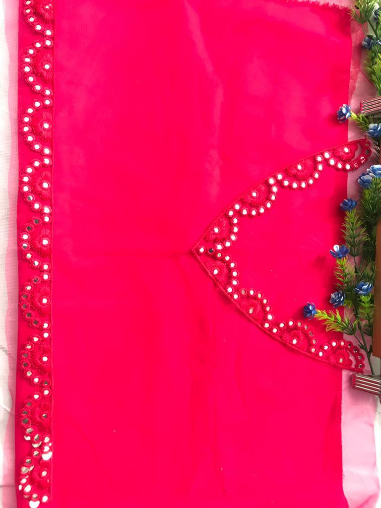Sensational Rani Pink Color Function Wear Soft Net Paper Mirror Embroidered Work Designer Lehenga Choli