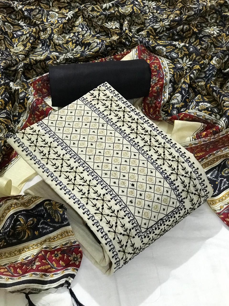 Stunning Cotton Printed Hand Work Salwar Suit For Women