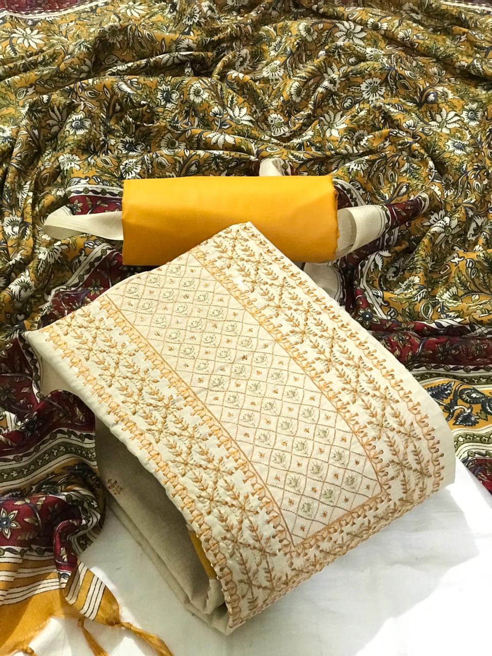 Stunning Cotton Printed Hand Work Salwar Suit For Women