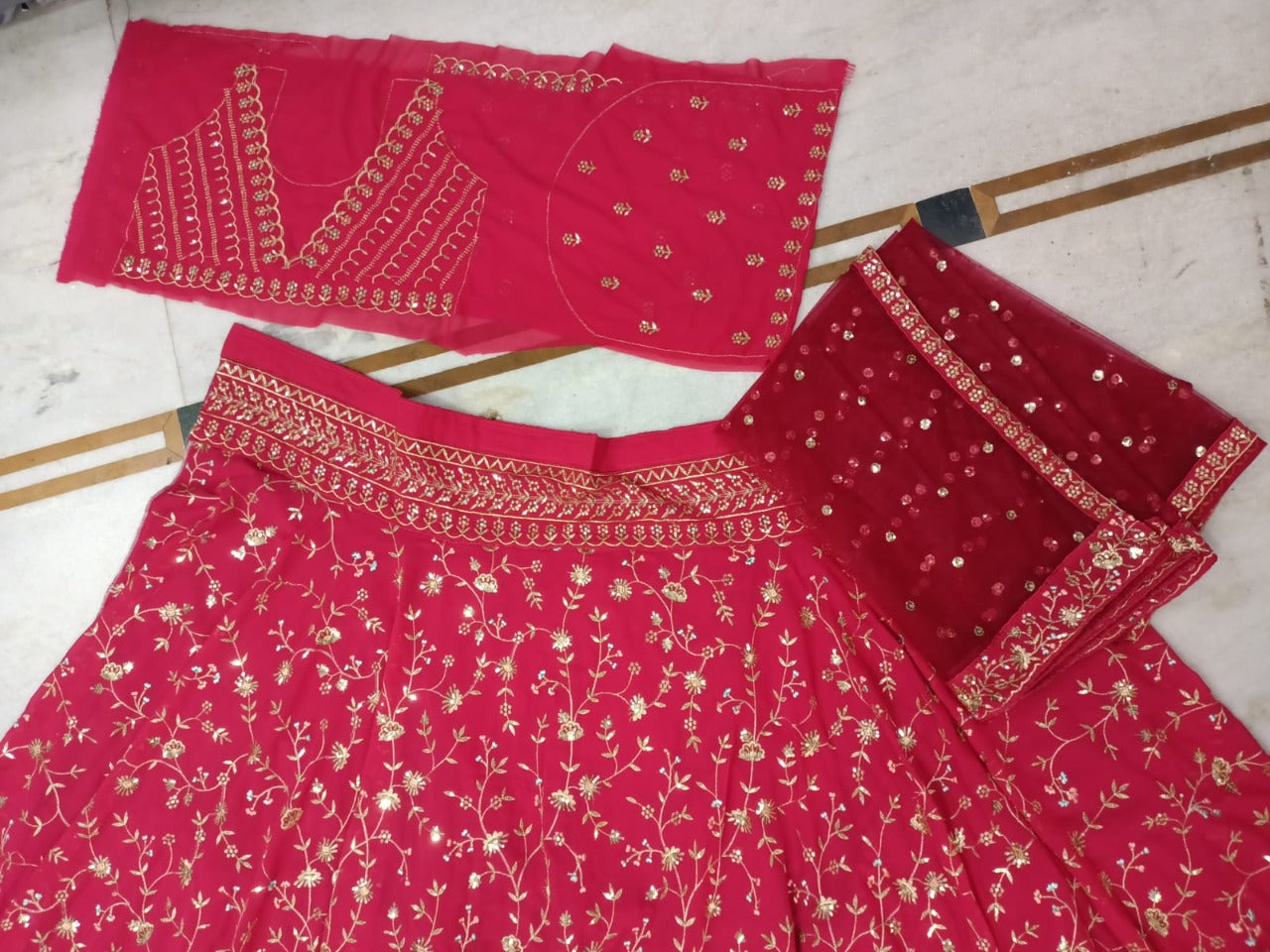 Glourious Rani Pink Color Georgette Designer Embroidered Zari Work Lehenga Choli