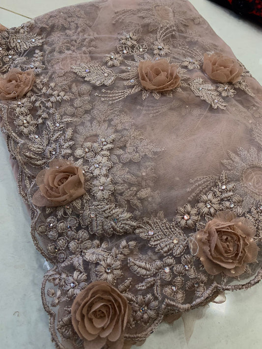 Pleasant Diamond Moti Work Net Saree Blouse For Ladies