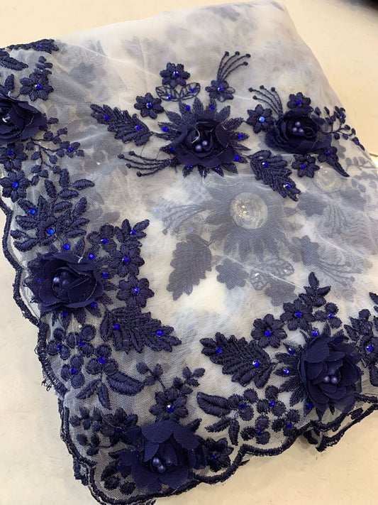 Enamoring Net Embroidered Diamond Work Saree Blouse For occasion Wear