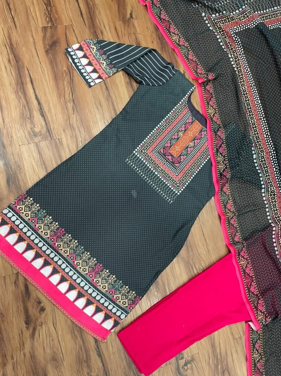 Wonderful Grey Color Rayon Cotton Printed Salwar Suit For Regular Wear