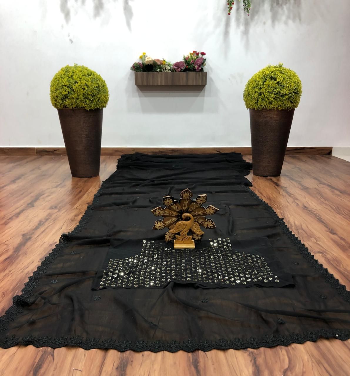 Decent Black Color Georgette Embroidered Work Saree Blouse For Party Wear