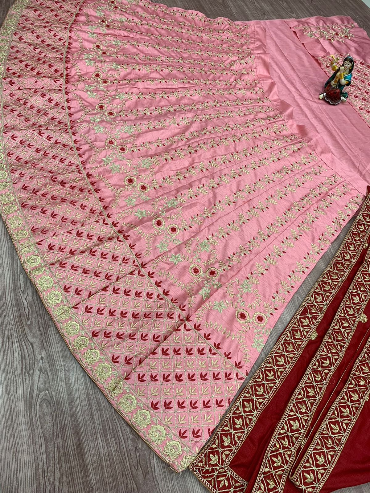 Occasion Wear Pink Color Designer Satin Embroidered Work Lehenga Choli
