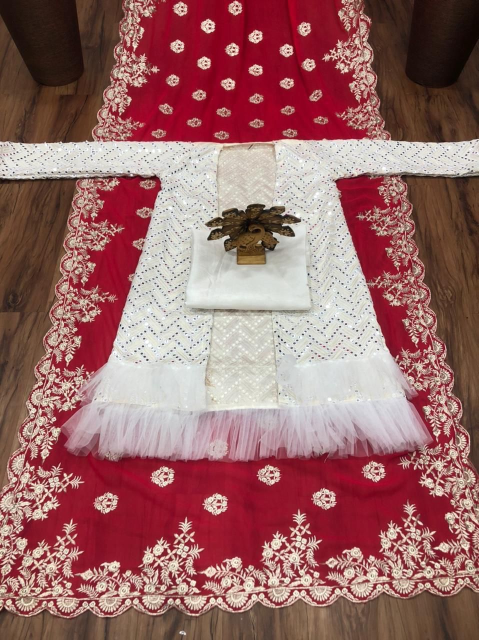 Dazzling Red Color Georgette Embroidered Work Saree Blouse For Party Wear