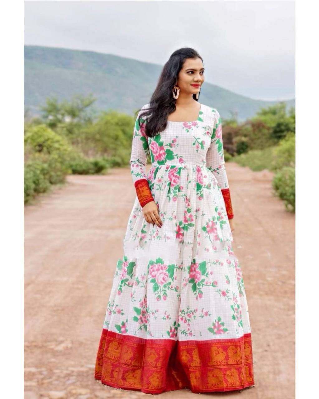 Starling White Color Kotta Silk Designer Printed Kurti Plazo For Casual Wear