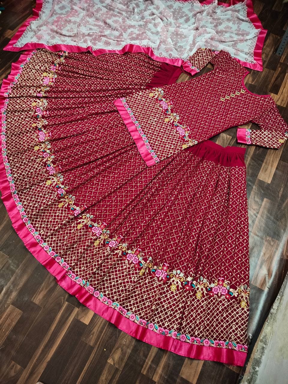 Party Wear Pink Color Designer Indian Wear Georgette Embroidered Work Indo Western