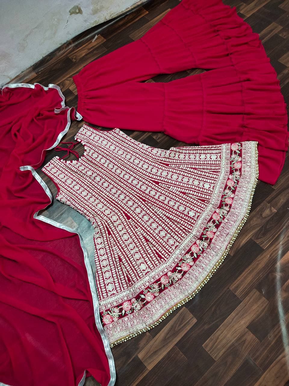 Alluring Rani Pink Color Embroidered Work Georgette Occasion Wear Salwar Suit