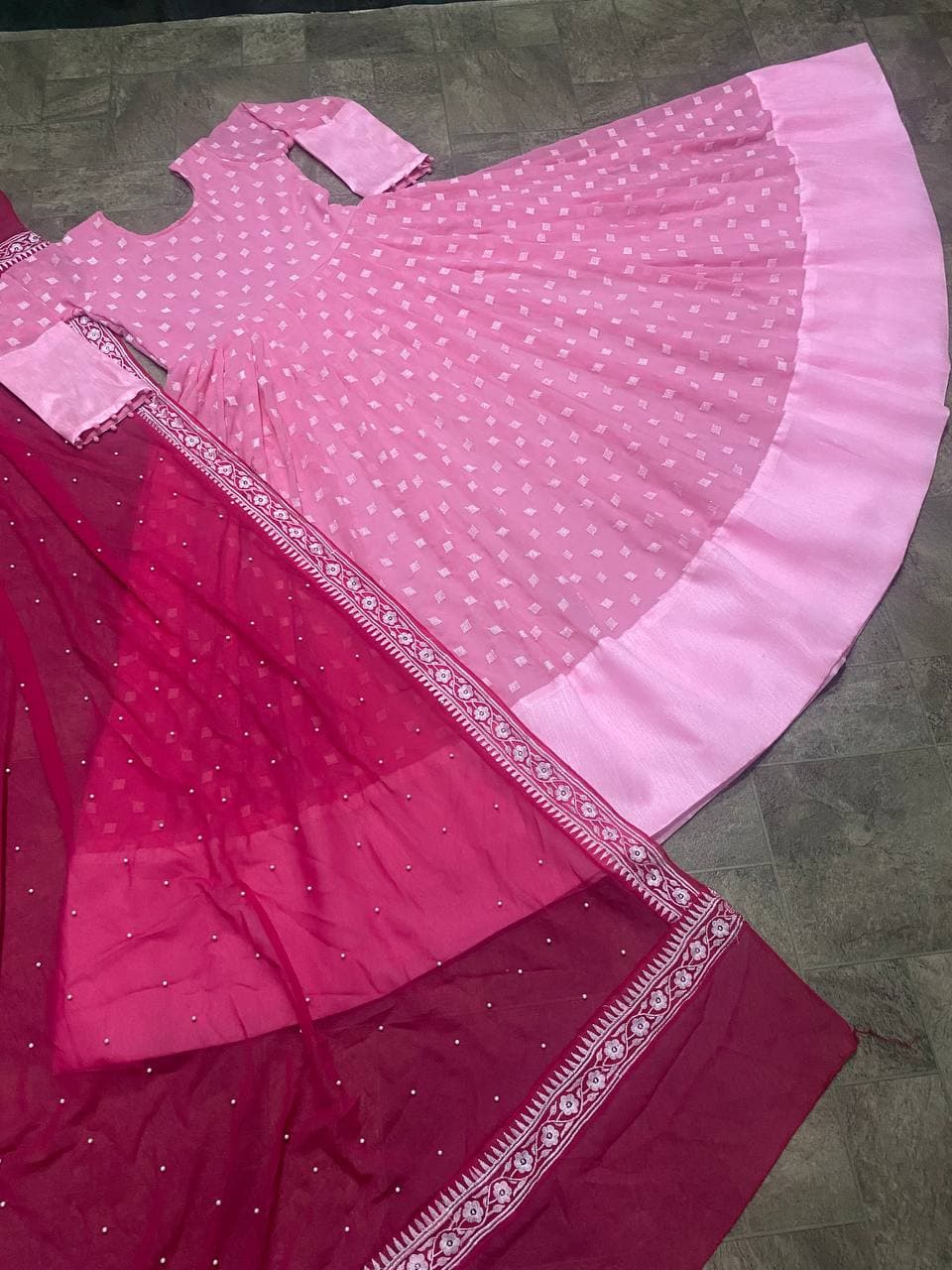 Shattering Pink Color Georgette Embroidered Work Festive Wear Salwar Suit