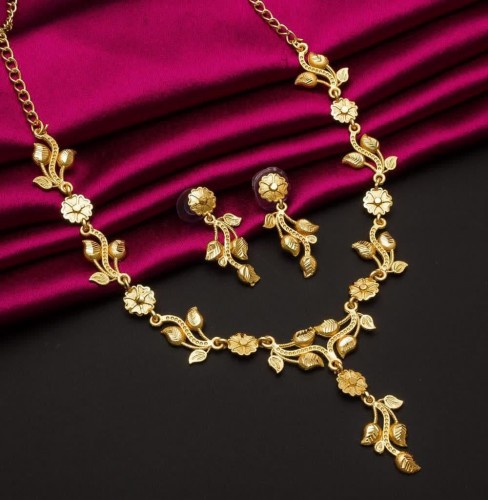 Bewildering Golden Plated Designer Artificial Necklace Set