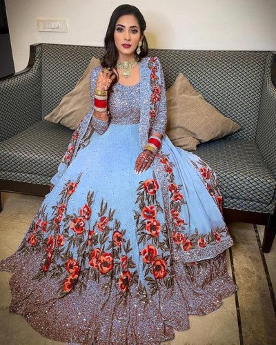 Tremendously Georgette Sequence Embroidered Work Festive Wear Salwar Suit