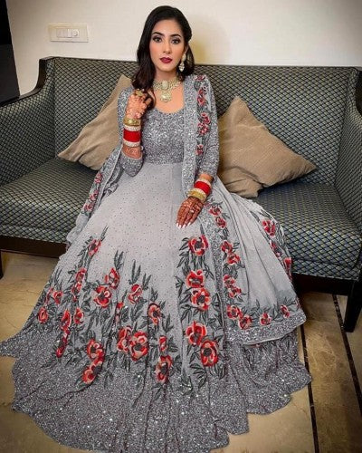 Tremendously Georgette Sequence Embroidered Work Festive Wear Salwar Suit