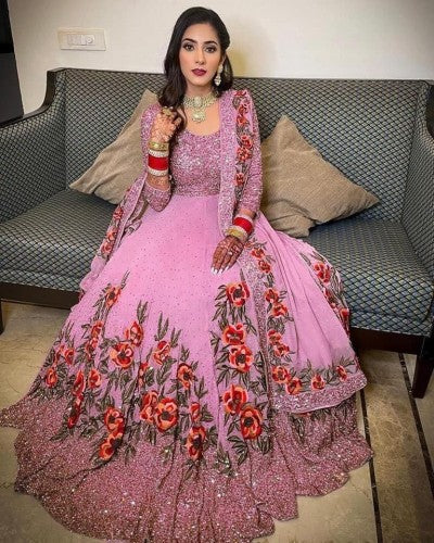 Tremendously Georgette Sequence Embroidered Work Festive Wear Salwar Suit