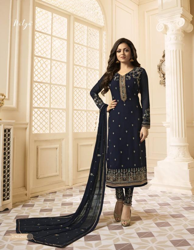 Blooming Blue Color Georgette Embroidered Work Salwar Suit For Wedding Wear