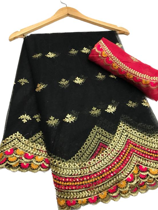 Function Wear Net Embroidery Border Work Wedding Wear Saree Blouse