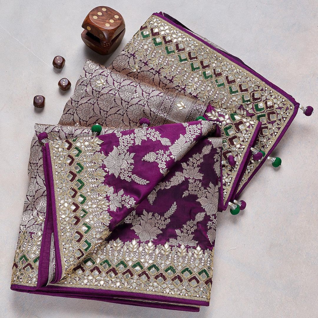 Awesome Digital Silk Embroidered Work Saree Blouse For Wedding Wear