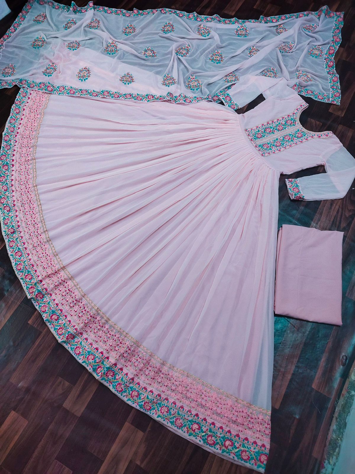 Staggering Pink Color Georgette Occasion Wear Embroidered Work Salwar Suit Design