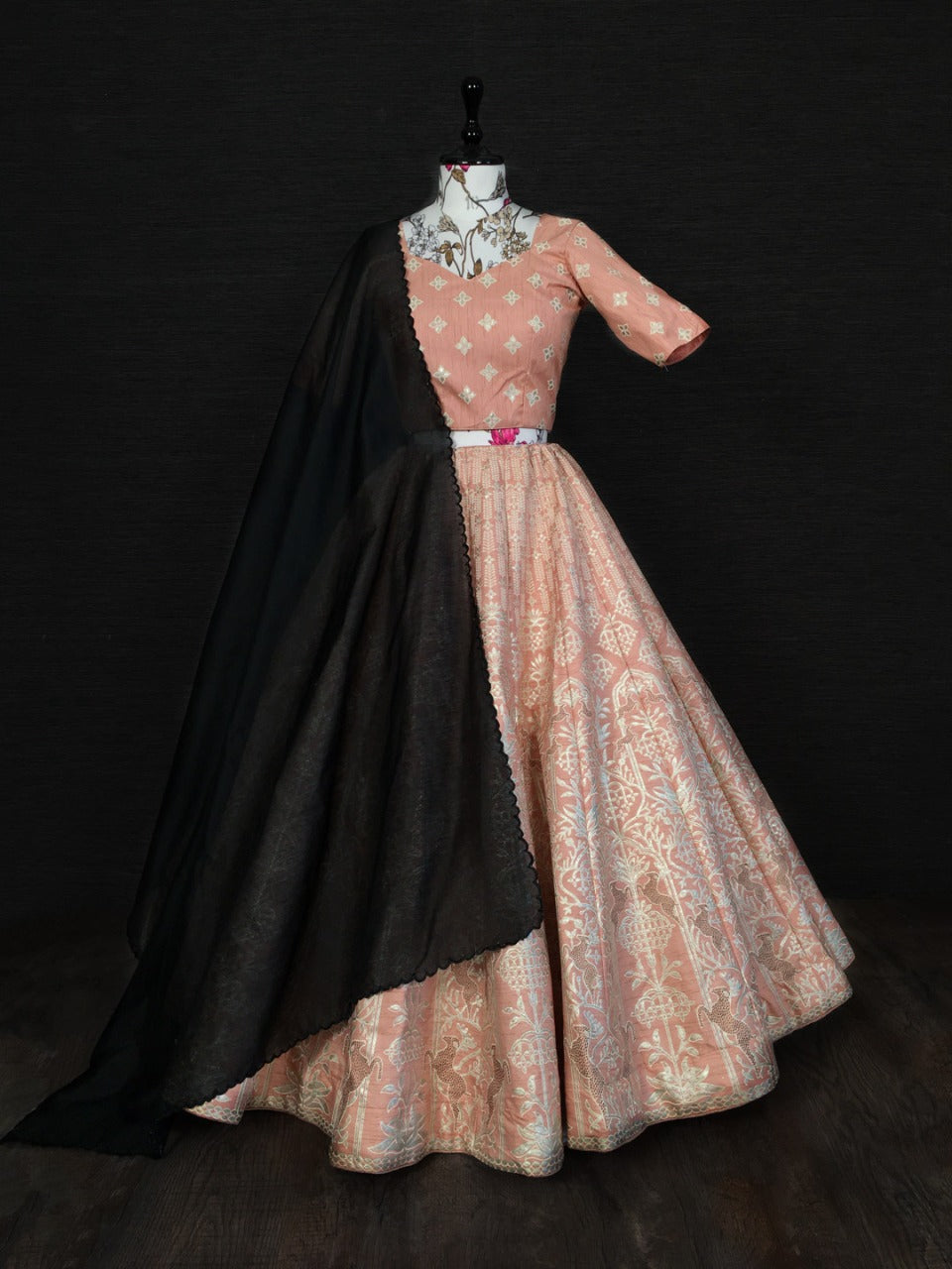 Impressive Peach Color Wedding Wear Silk Zari Work Lehenga Choli