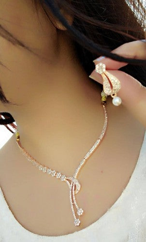 Amazing White Color American Diamond Designer Imitation Necklace Set