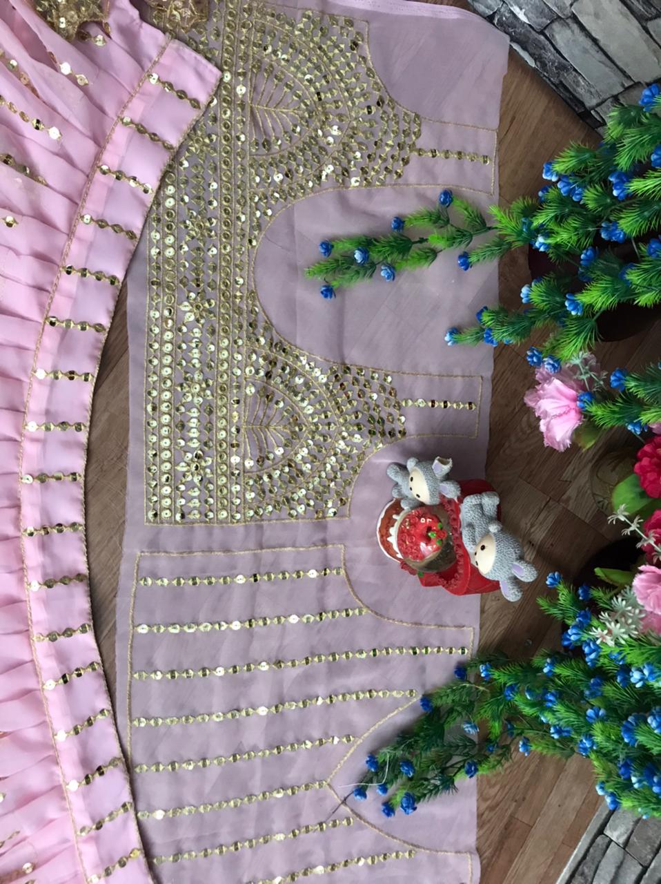 Refreshing Baby Pink Color Georgette Sequence Embroidered Work Lehenga Choli For Women