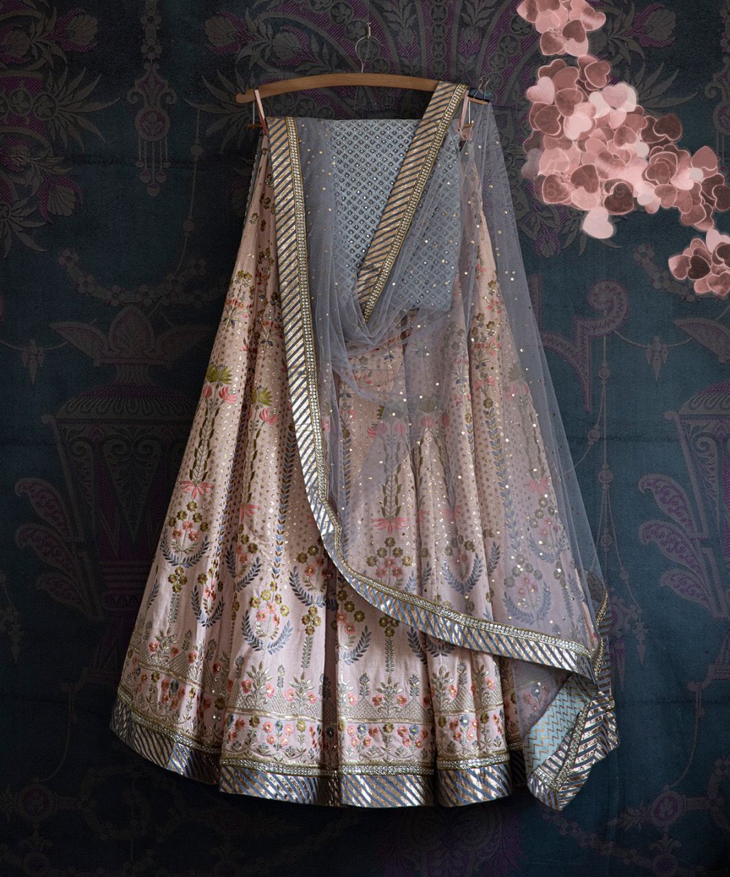 Staggering Peach Color Silk Embroidered Work Lehenga Choli For Function Wear