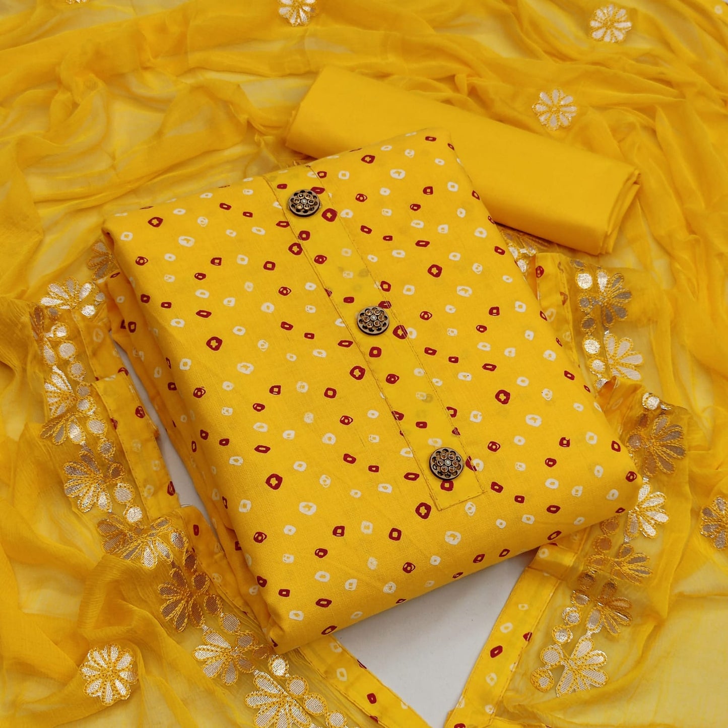 Attractive Bandhej Printed Work Cotton Festival Wear Salwar Suit