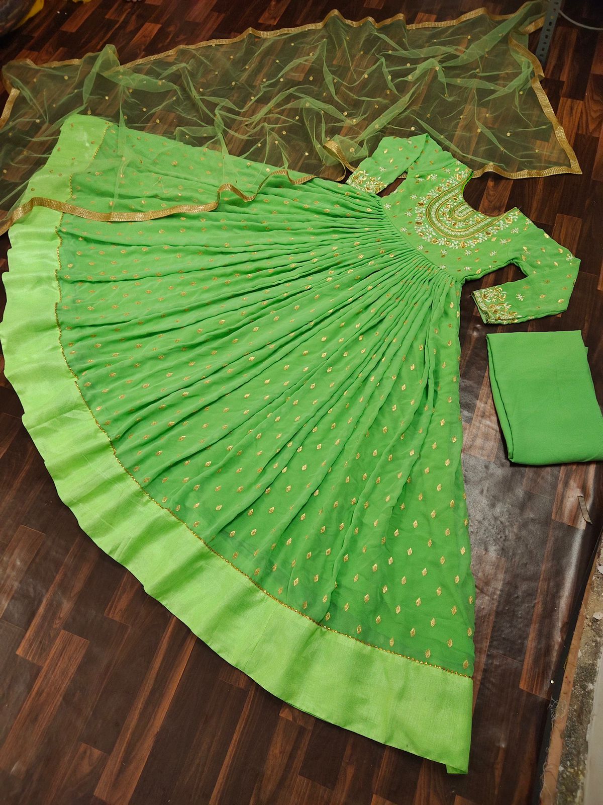 Gorgeous Green Color Georgette Embroidered Work Designer Salwar Suit
