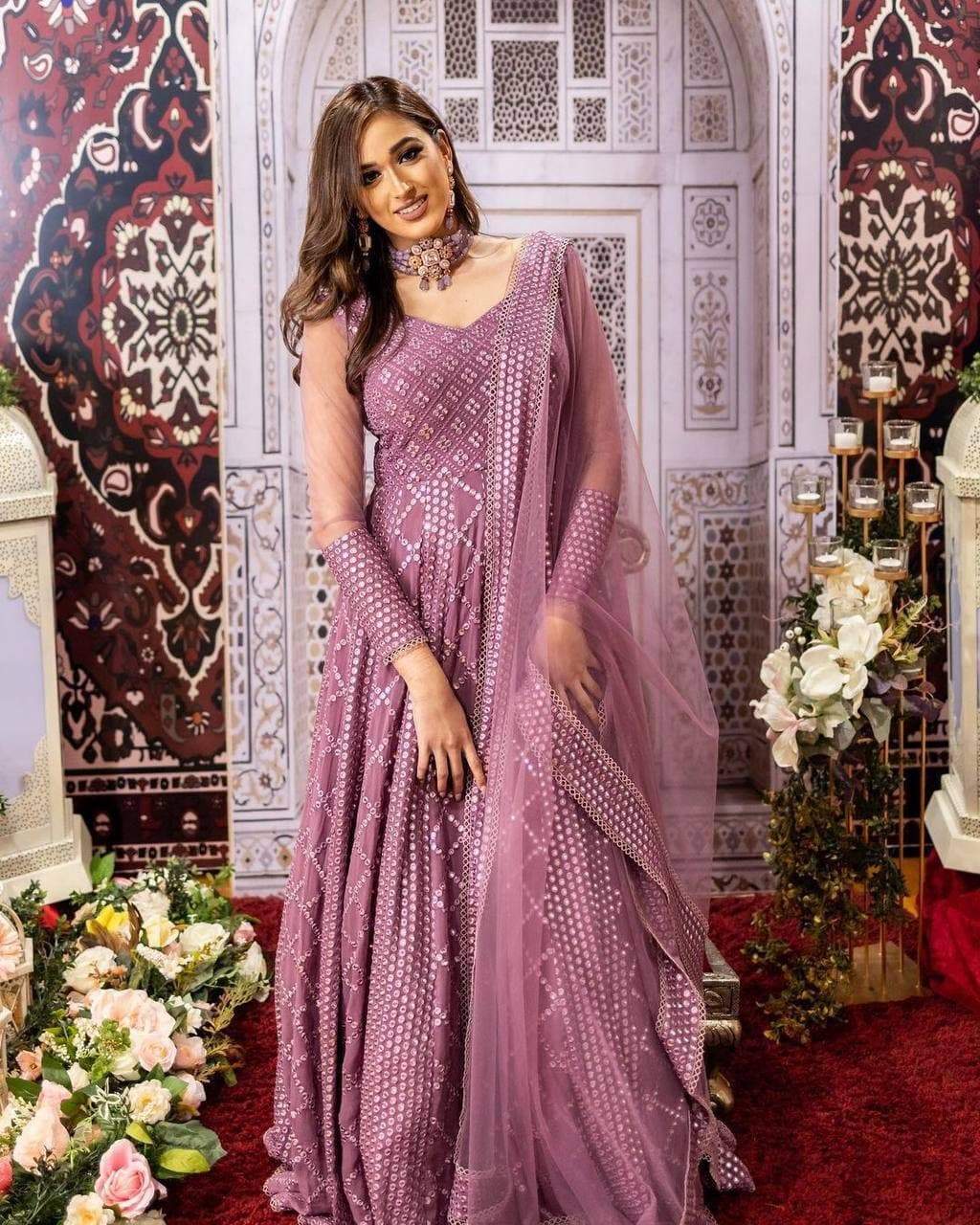 Majesty Pink Color Wedding Wear Georgette Sequence Work Salwar Suit