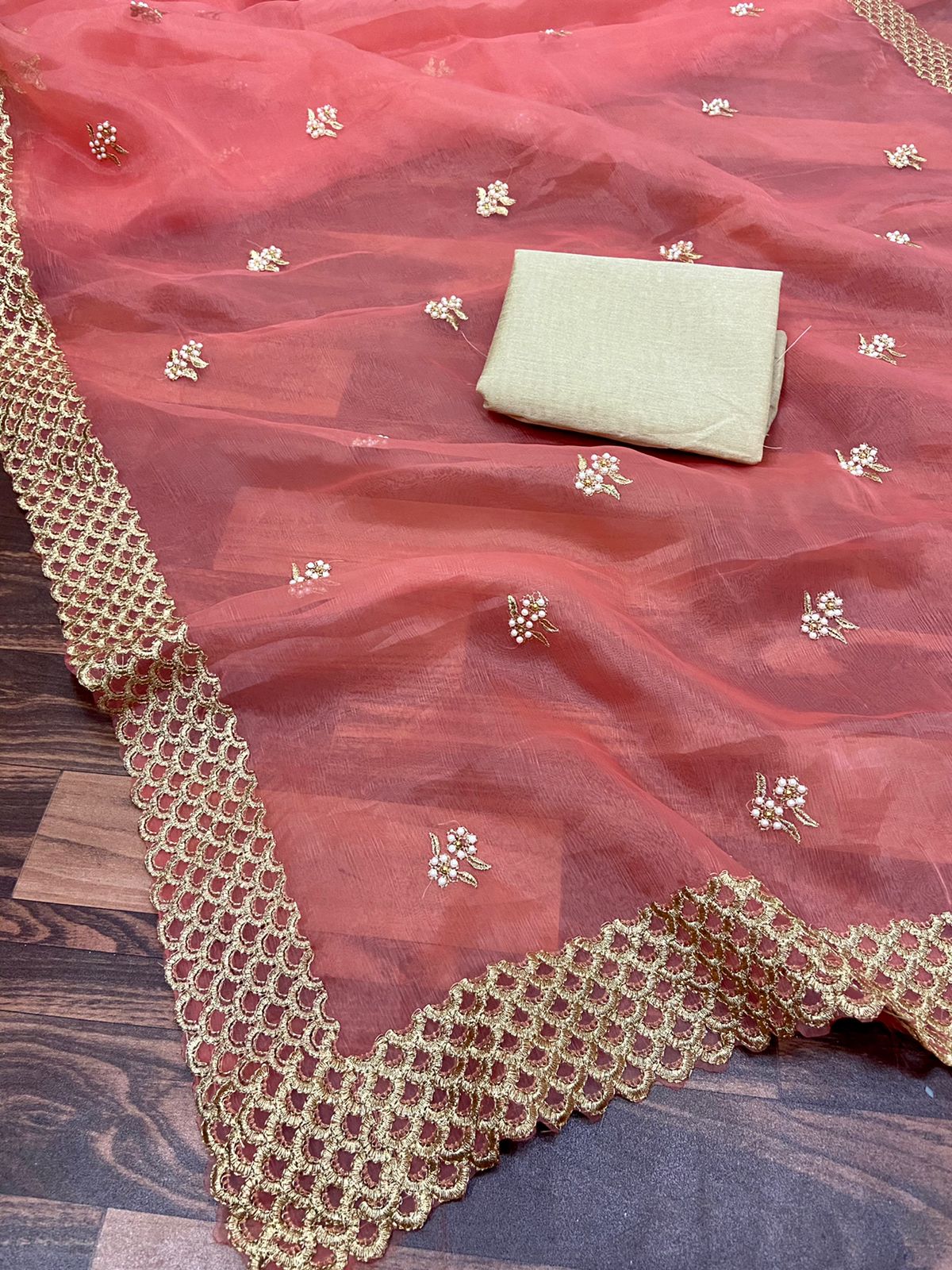 Striking Organza Embroidered Work Saree Blouse For Function Wear