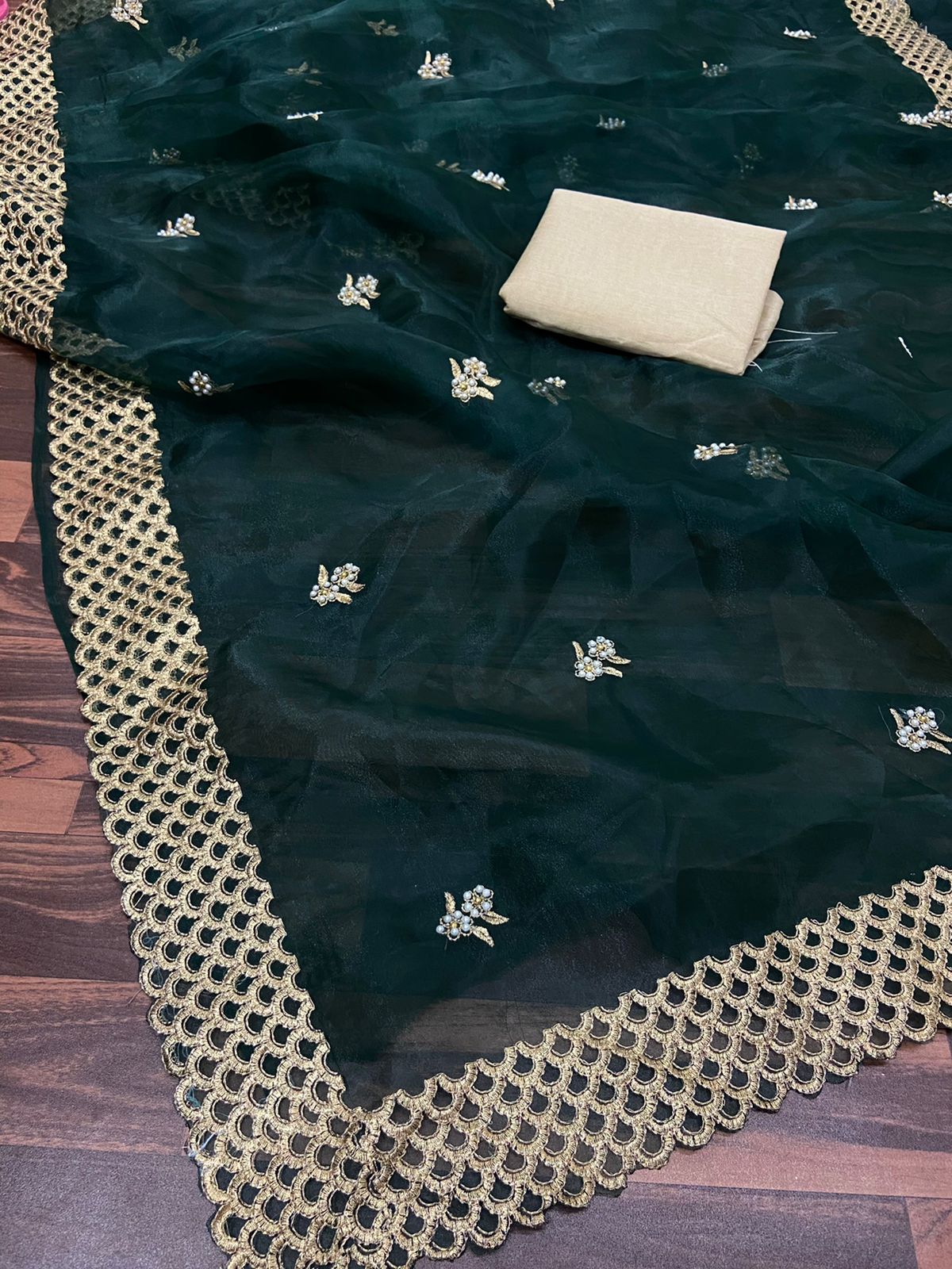 Striking Organza Embroidered Work Saree Blouse For Function Wear
