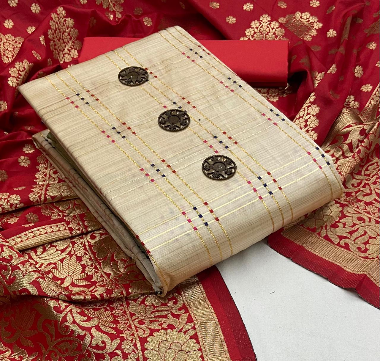 Groovy Banarasi Checks Work Festive Wear Salwar Suit