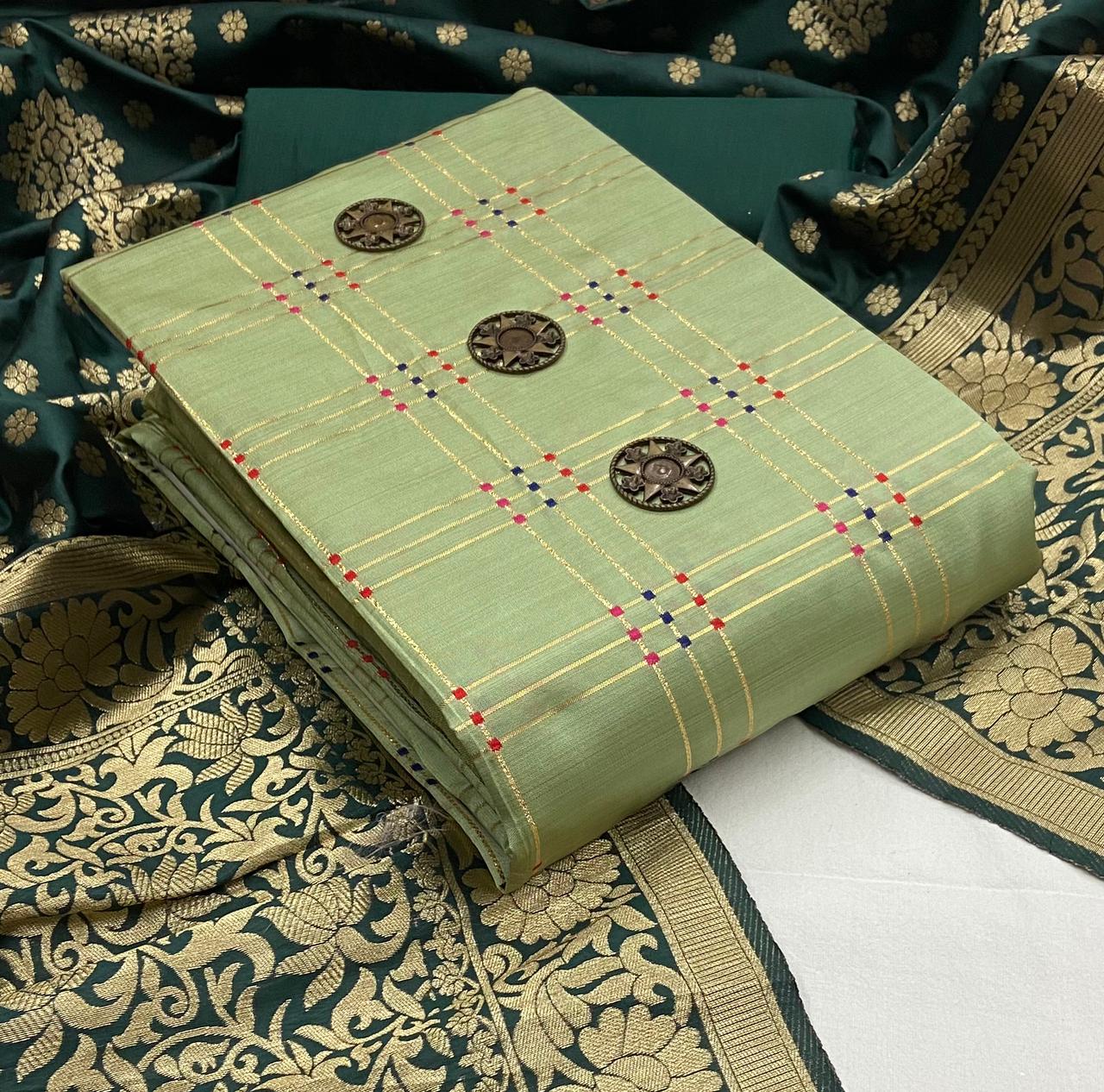 Groovy Banarasi Checks Work Festive Wear Salwar Suit