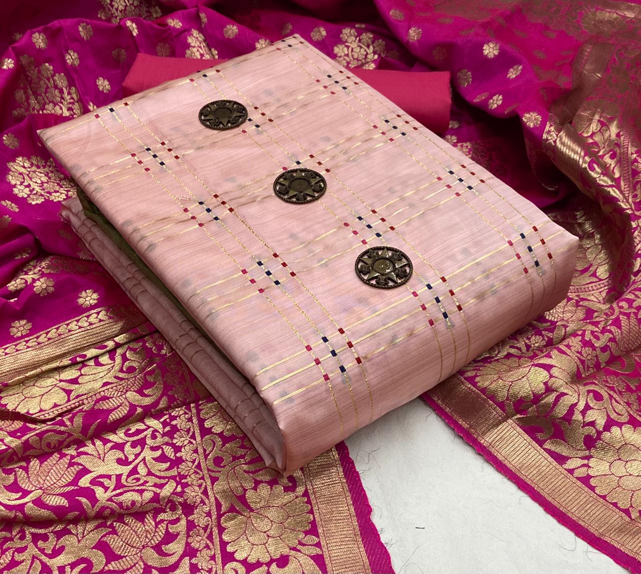 Groovy Banarasi Checks Work Festive Wear Salwar Suit