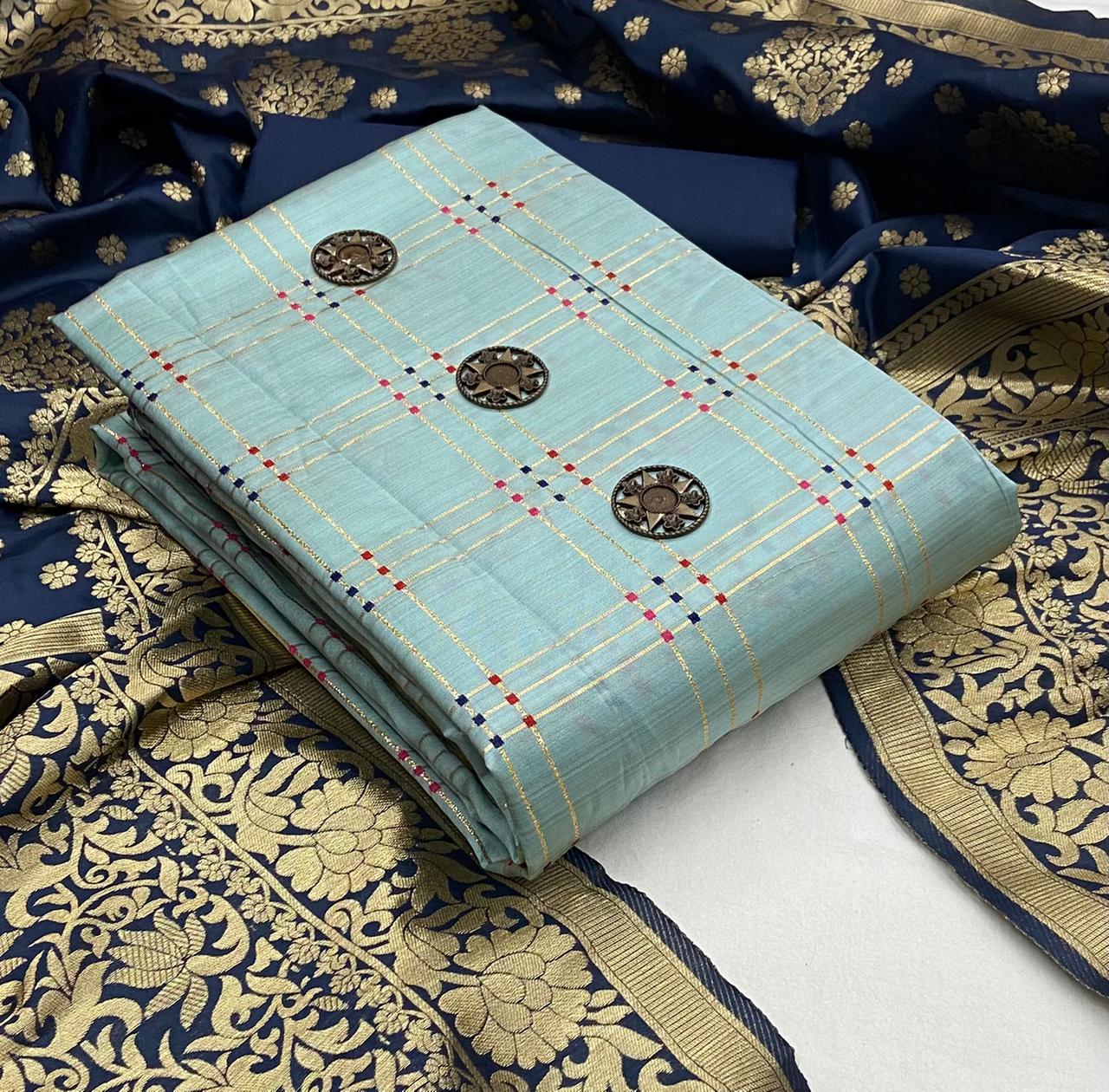 Groovy Banarasi Checks Work Festive Wear Salwar Suit