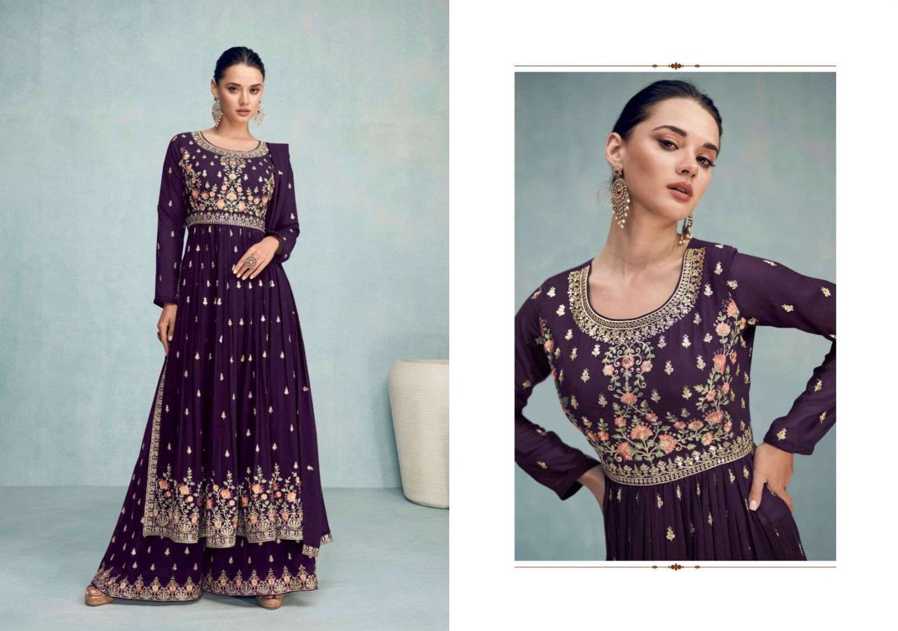 Readymade Georgette Embroidered Sharara Suit For Girls Wear