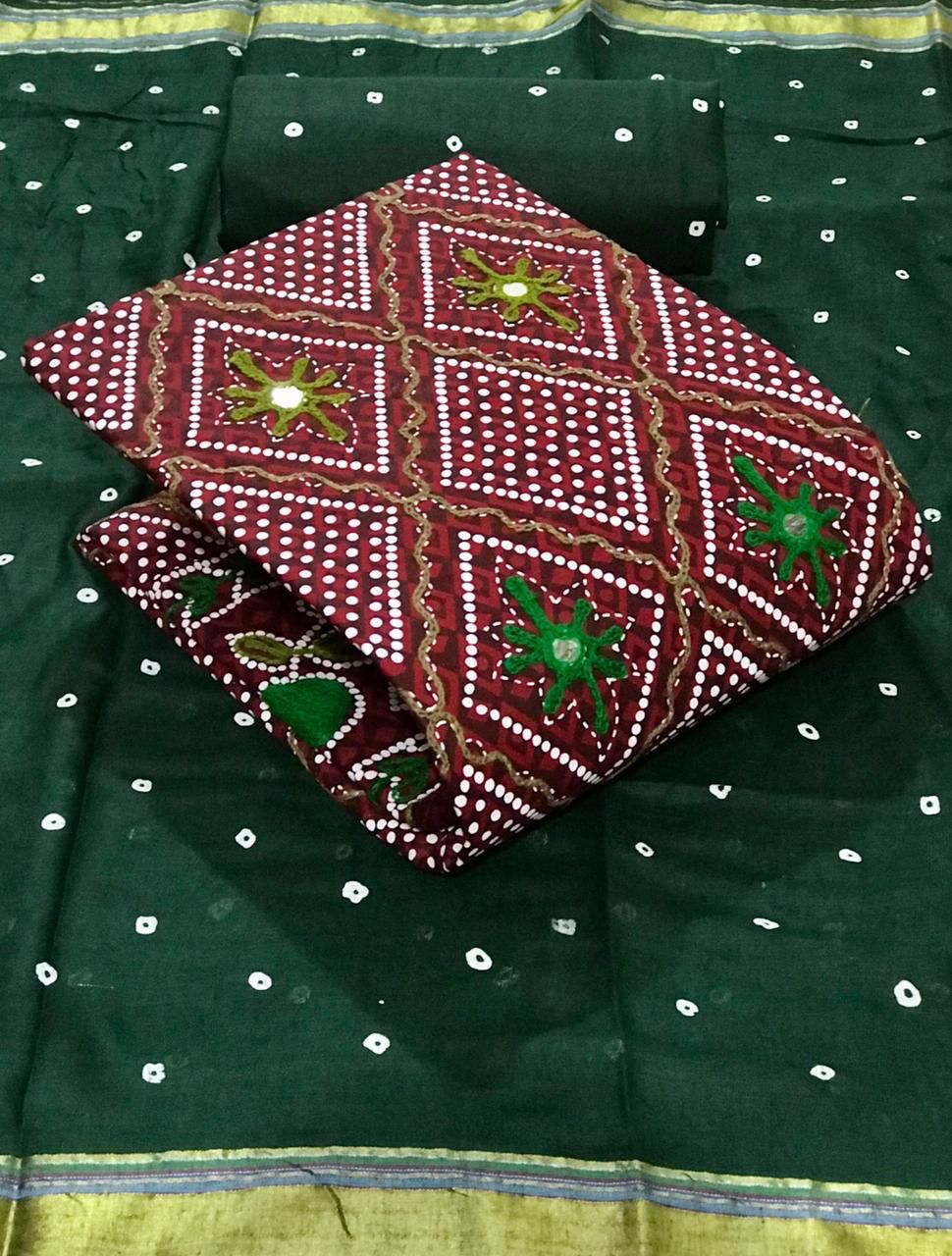 Dazzling Maroon Color Casual Wear Cotton Printed Mirror Work Salwar Suit