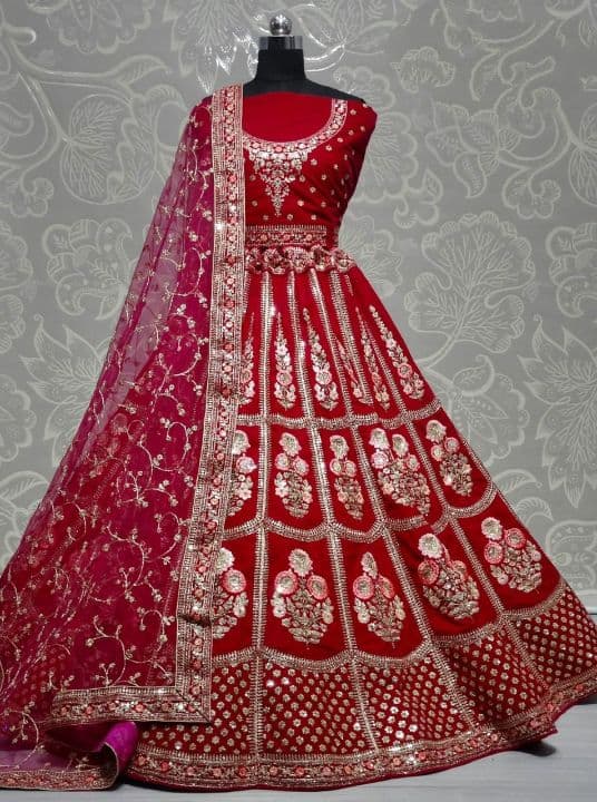 Pink Color Sequence Zari Work Velvet Lehenga Choli For Occasion Wear