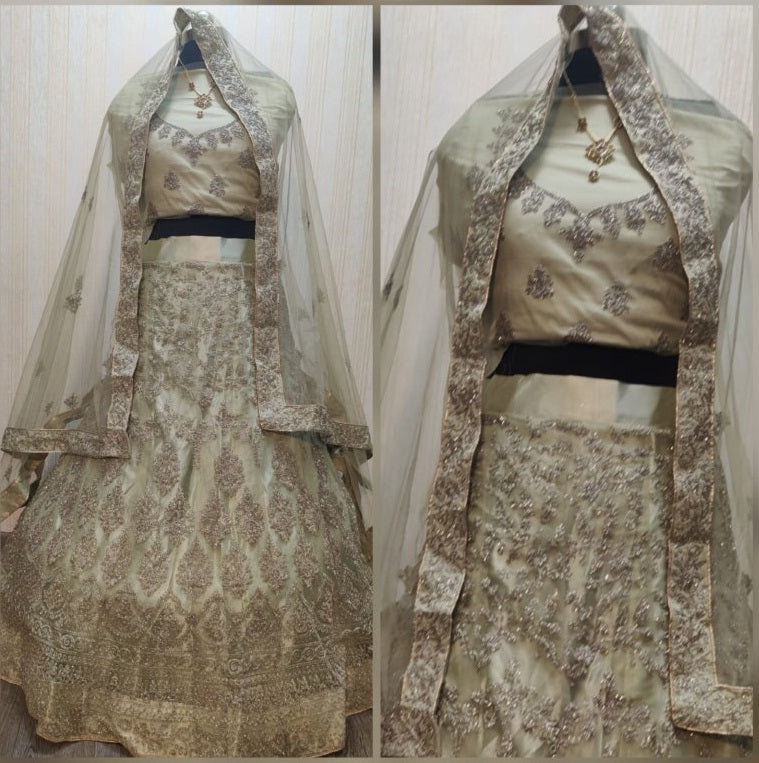 Wedding Wear Light Color Soft Net Glitter Coding Embroidered Lehenga Choli