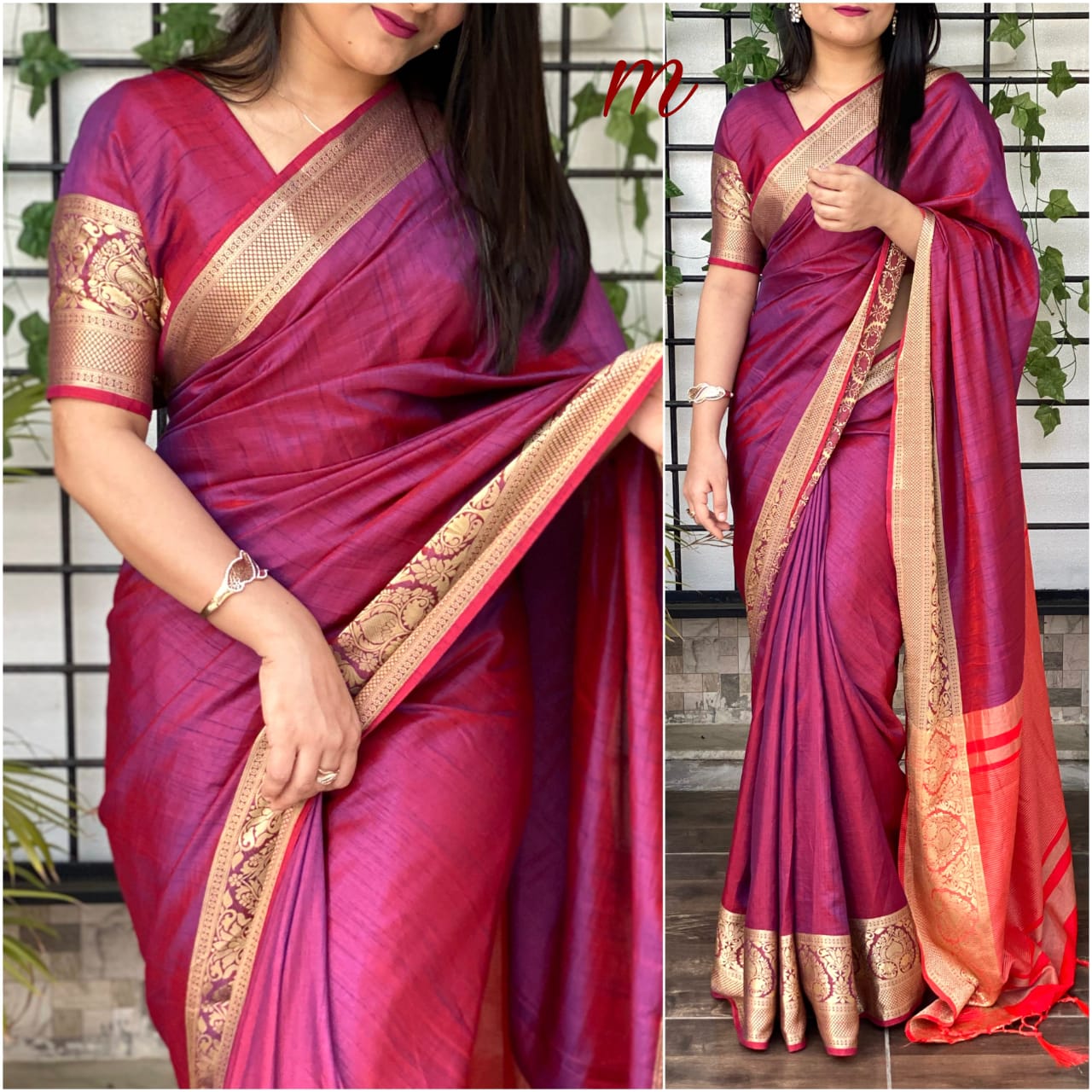 Stunning Rani Pink Color Wedding Wear Sana Silk Jacquard Work Saree Blouse